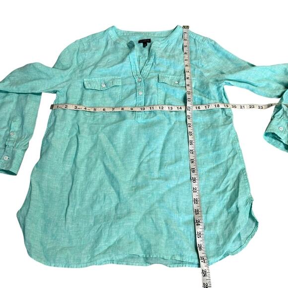 Talbots Long Sleeve Linen Button Front Top Size Medium - Picture 4 of 7